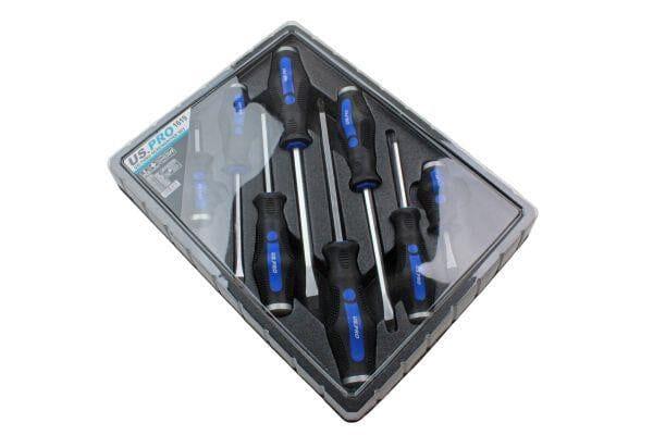 US PRO Tools 8pc Go-through Screwdrivers Set Pozidriv & Flat Head Screwdrivers 1619 - Tools 2U Direct SW