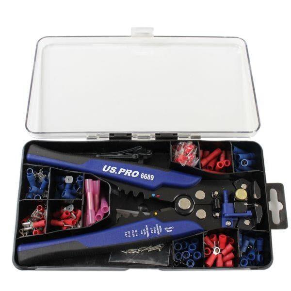 US PRO Tools Auto Wire Stripper, Cutter, Terminal Crimper & Terminal Set 6830 - Tools 2U Direct SW