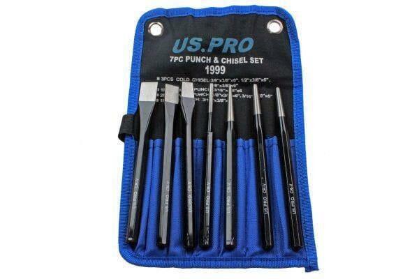 US PRO Tools Punch Chisel Set 7pc Cold Chisel Center Punch PIN Punch T