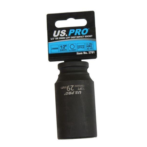 US PRO Tools Single 1/2" DR 29MM 12PT Deep Impact Socket 3781 - Tools 2U Direct SW