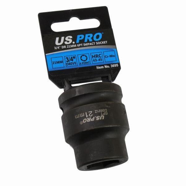 US PRO Tools Single 3/4" DR 21mm 6 Point Impact Socket 3695 - Tools 2U Direct SW