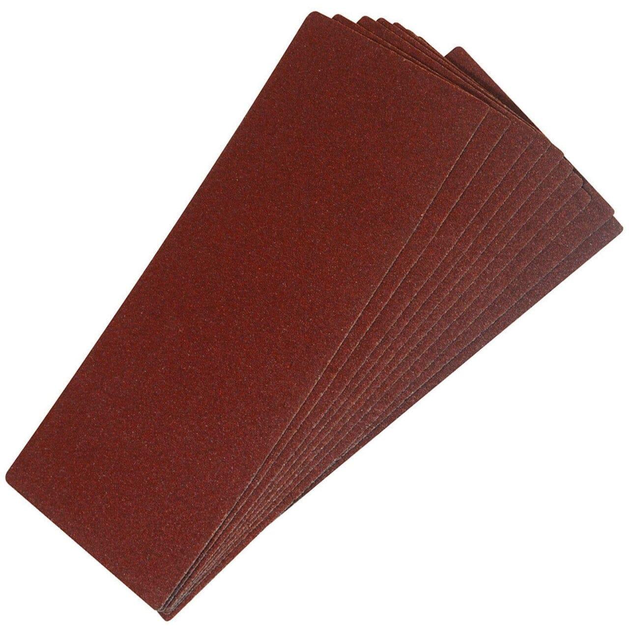 Stack of 120 grit rectangular sanding sheets for sander, 93mm x 190mm, brown color