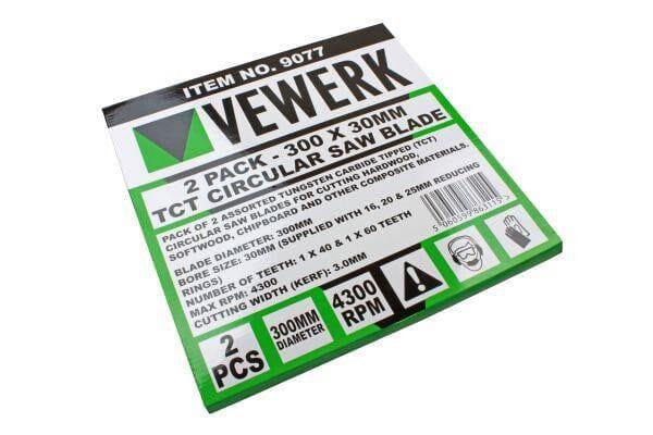 VEWERK 2 Pack 300 X 30MM TCT Circular Saw Blade 40T 60T - 9077 - Tools 2U Direct SW