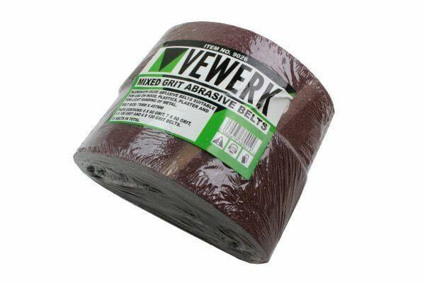 VEWERK 25 Mixed Grit Sanding Belts 75 X 457MM 60 80 100 120 Grit 9026 - Tools 2U Direct SW