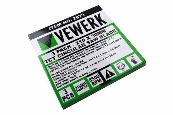 Vewerk 3 Pack- 210 X 30MM TCT Circular Saw Blade 24T 40T 48T 2973 - Tools 2U Direct SW