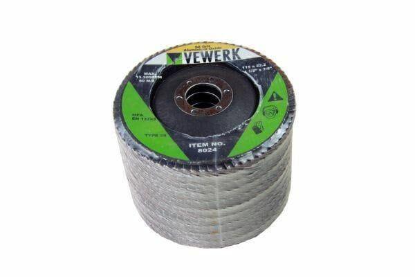 VEWERK BY BERGEN 60g OXIDE FLAP DISCS 115 x 22.2mm 10PK B8024 - Tools 2U Direct SW