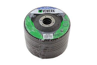 VEWERK Pack of 10 120 Grit Oxide Flap Discs 115mm X 22.2mm 8169 - Tools 2U Direct SW