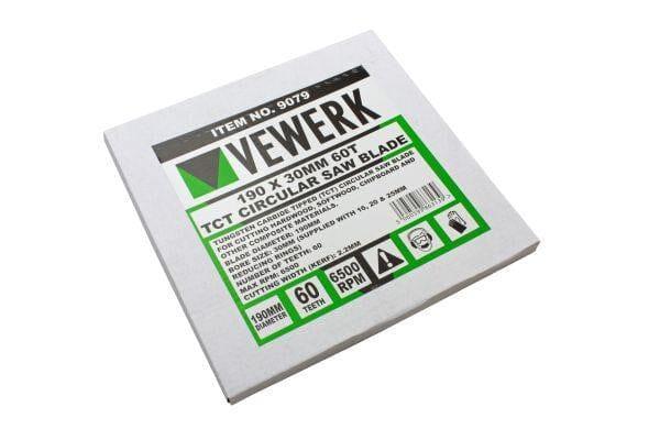 VEWERK TCT Circular Saw Blade 190mm x 30mm x 60T fits Festool , Makita 9079 - Tools 2U Direct SW