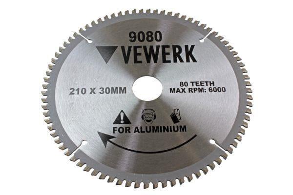 VEWERK TCT Circular Saw Blade 210mm x 30mm x 80T for Aluminum 9080 - Tools 2U Direct SW