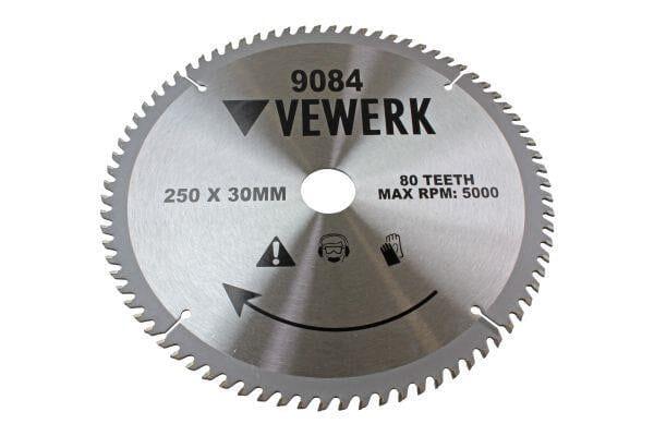 VEWERK TCT Circular Wood Saw Blade 250 X 30MM 80T Fits Festool, Makita 9084 - Tools 2U Direct SW